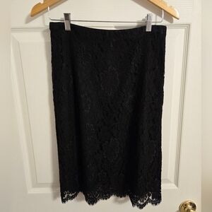 Brooks Brothers Black Lace Midi Skirt Size 6